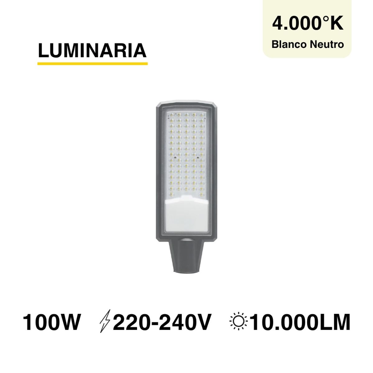 Luminaria de Calle 100W Blanco Neutro 4500K 10000lm IP65, marca DEMASLED - Foto 2
