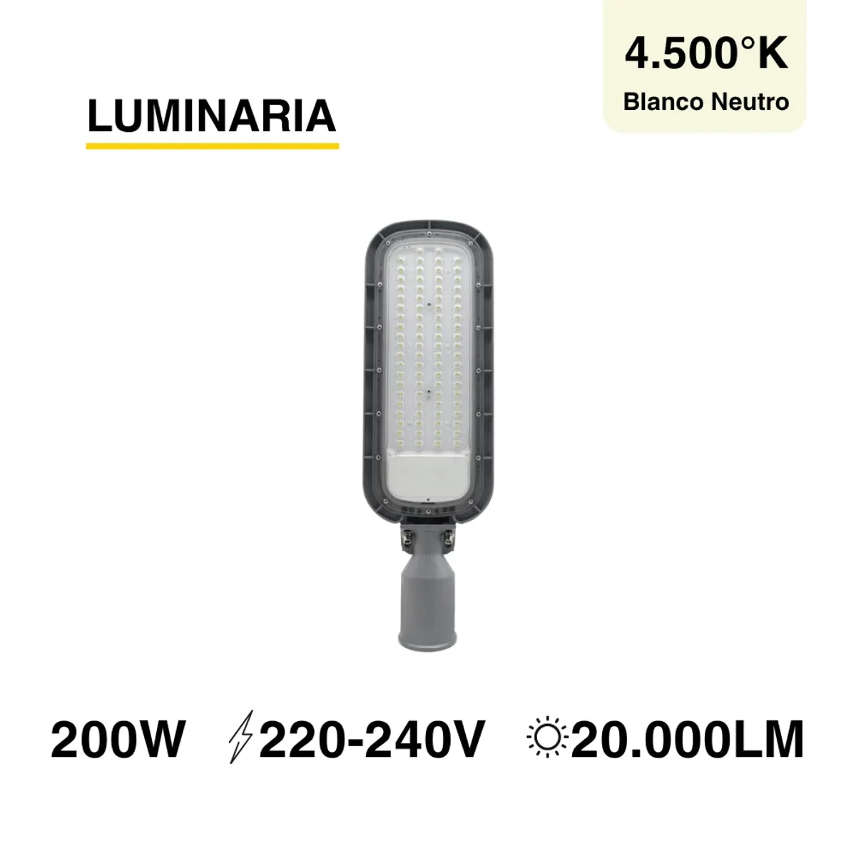 DEMASLED - Luminaria de Calle 200W Blanco Neutro 4500K 20000lm IP65