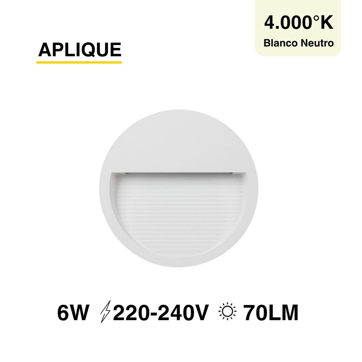 DEMASLED - Aplique Exterior Blanco WALL ROUND LED 6W Blanco Neutro 12cm 220-240V