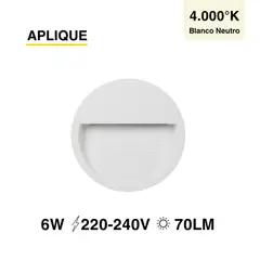 DEMASLED - Aplique Exterior Blanco WALL ROUND LED 6W Blanco Neutro 12cm 220-240V