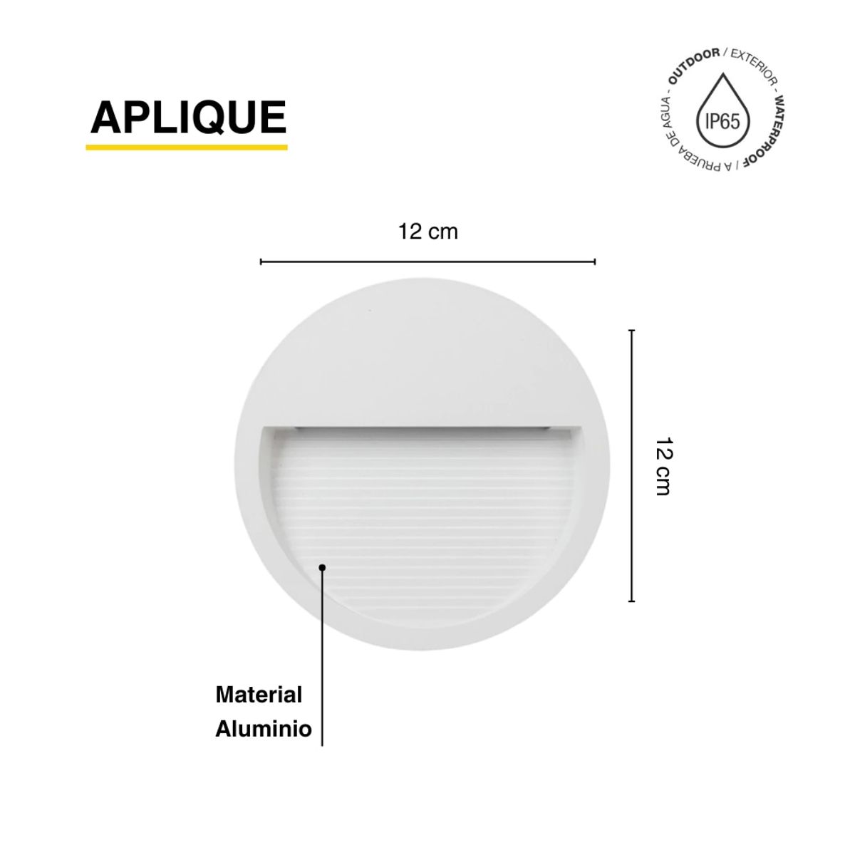 DEMASLED - Aplique Exterior Blanco WALL ROUND LED 6W Blanco Neutro 12cm 220-240V