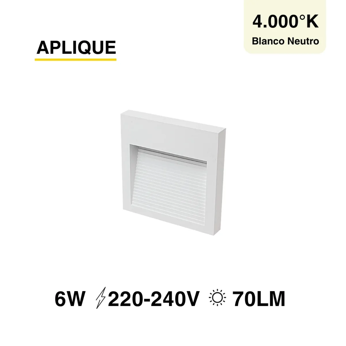 DEMASLED - Aplique Exterior Blanco WALL SQUARE LED 6W Blanco Neutro 12x12cm 220-240V