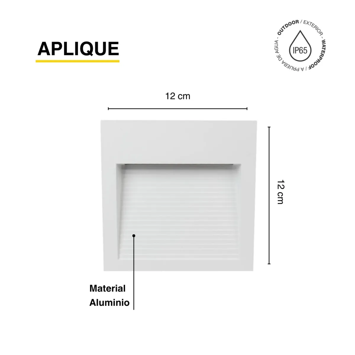 DEMASLED - Aplique Exterior Blanco WALL SQUARE LED 6W Blanco Neutro 12x12cm 220-240V