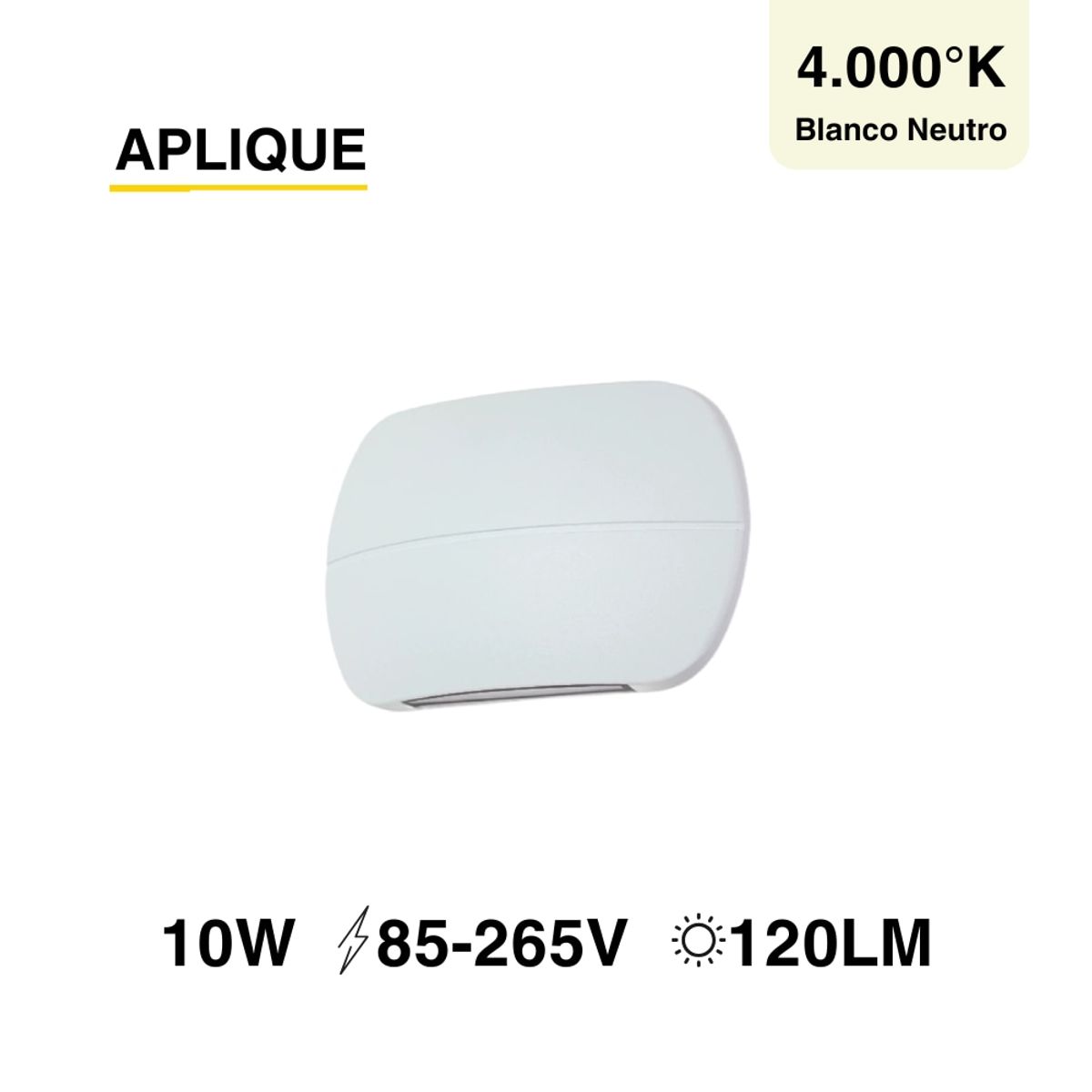 Aplique Exterior LED Bidireccional 10W Blanco Neutro 85-265V, marca DEMASLED - Foto Principal