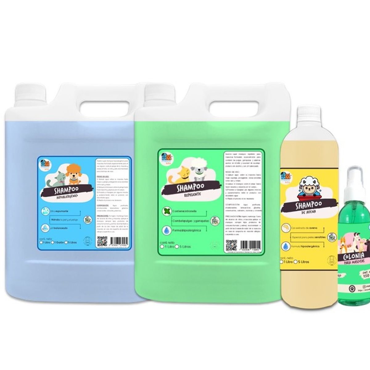 MASCOKITS - Mega Kit Shampoo Hipoalergenico Repelente  Avena  Colonia