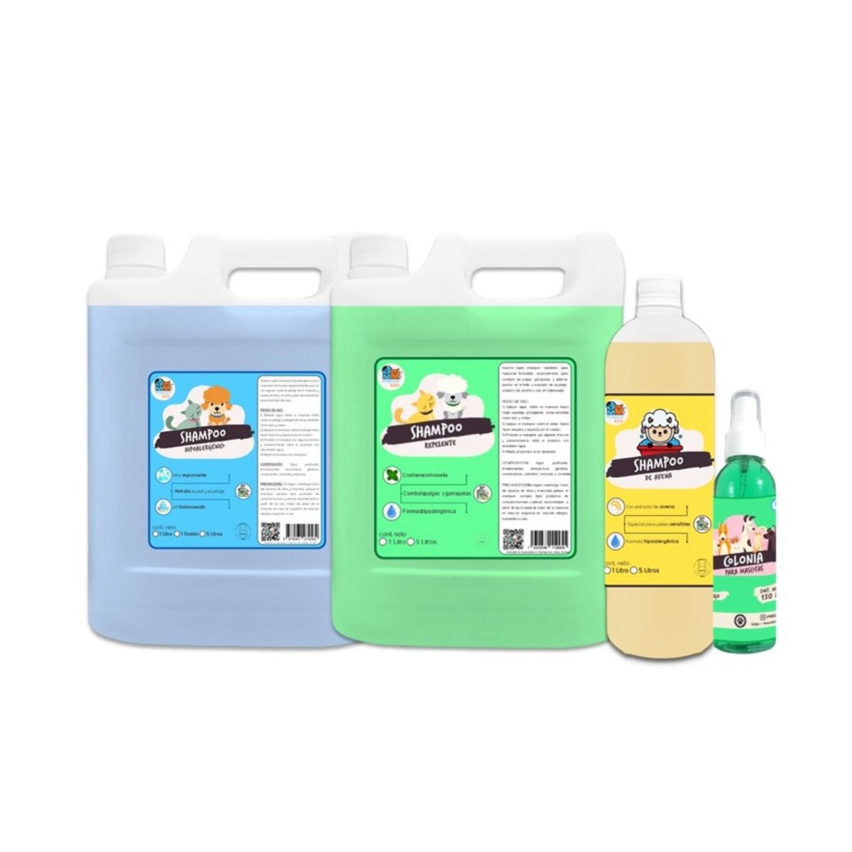 MASCOKITS - Mega Kit Shampoo Hipoalergenico Repelente  Avena  Colonia