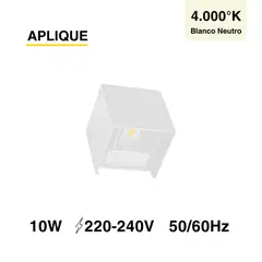 DEMASLED - Aplique LED 10W Bidireccional Exterior Blanco Neutro Aluminio