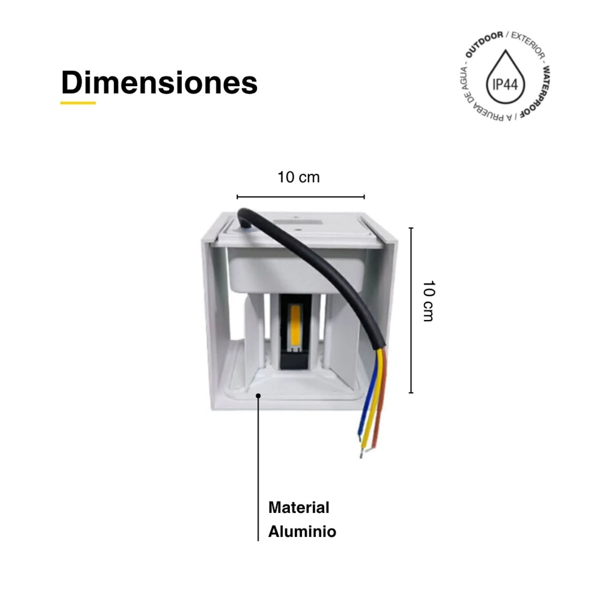 Aplique LED 10W Bidireccional Exterior Blanco Neutro Aluminio, marca DEMASLED - Foto 2