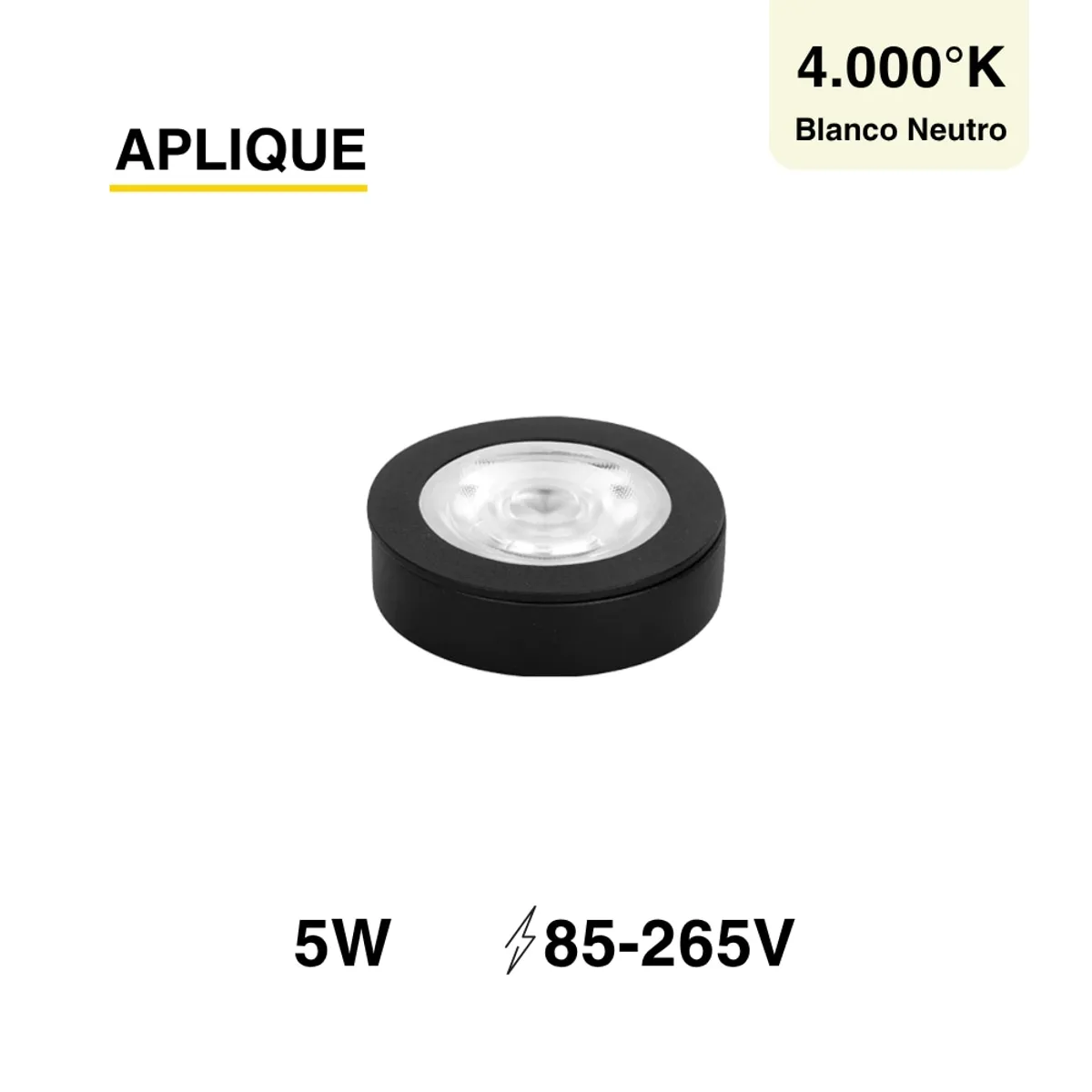 DEMASLED - Aplique de Muro LED 5W Blanco Neutro 4000K Negro