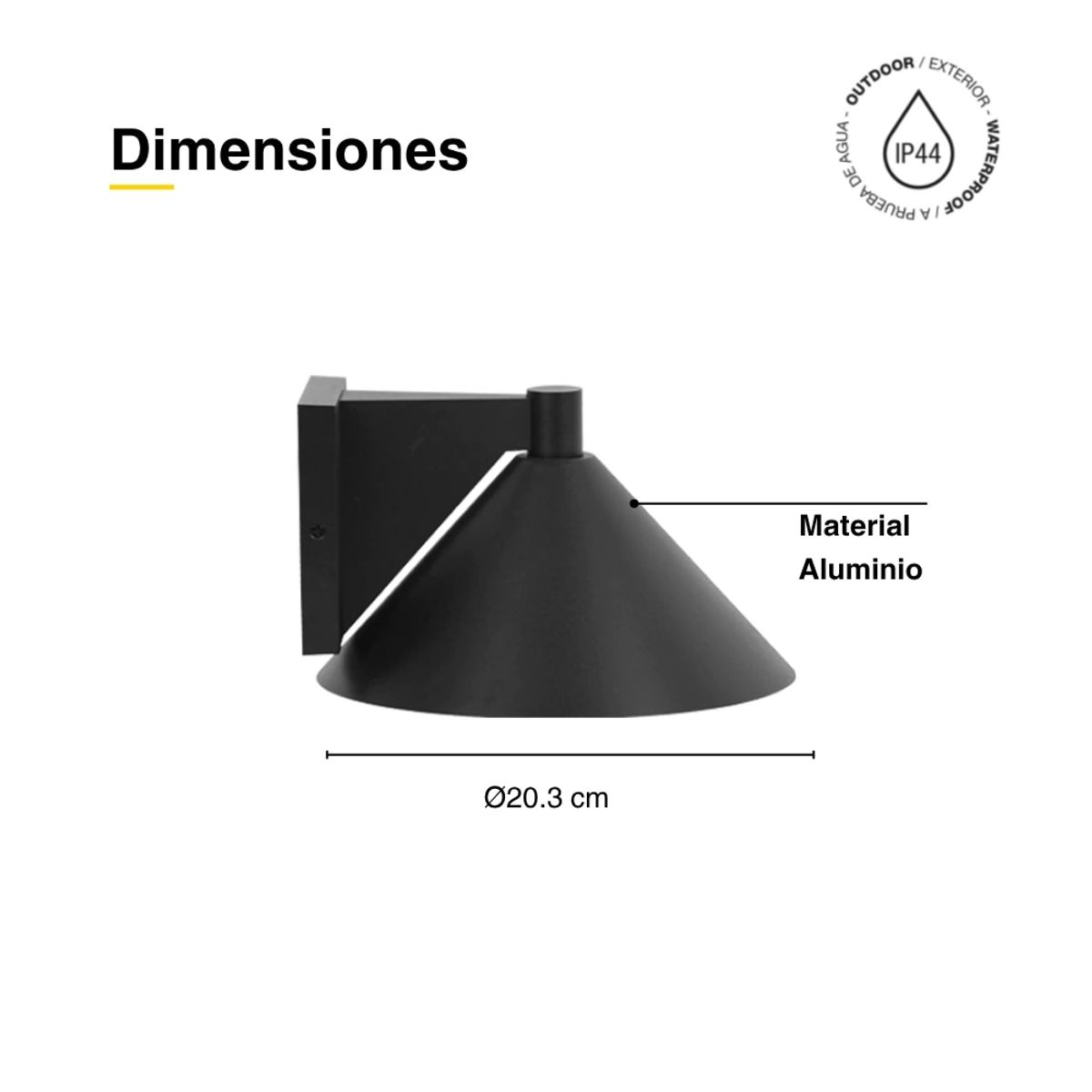 DEMASLED - Aplique de Muro exterior LED para lamparas E27 Negro