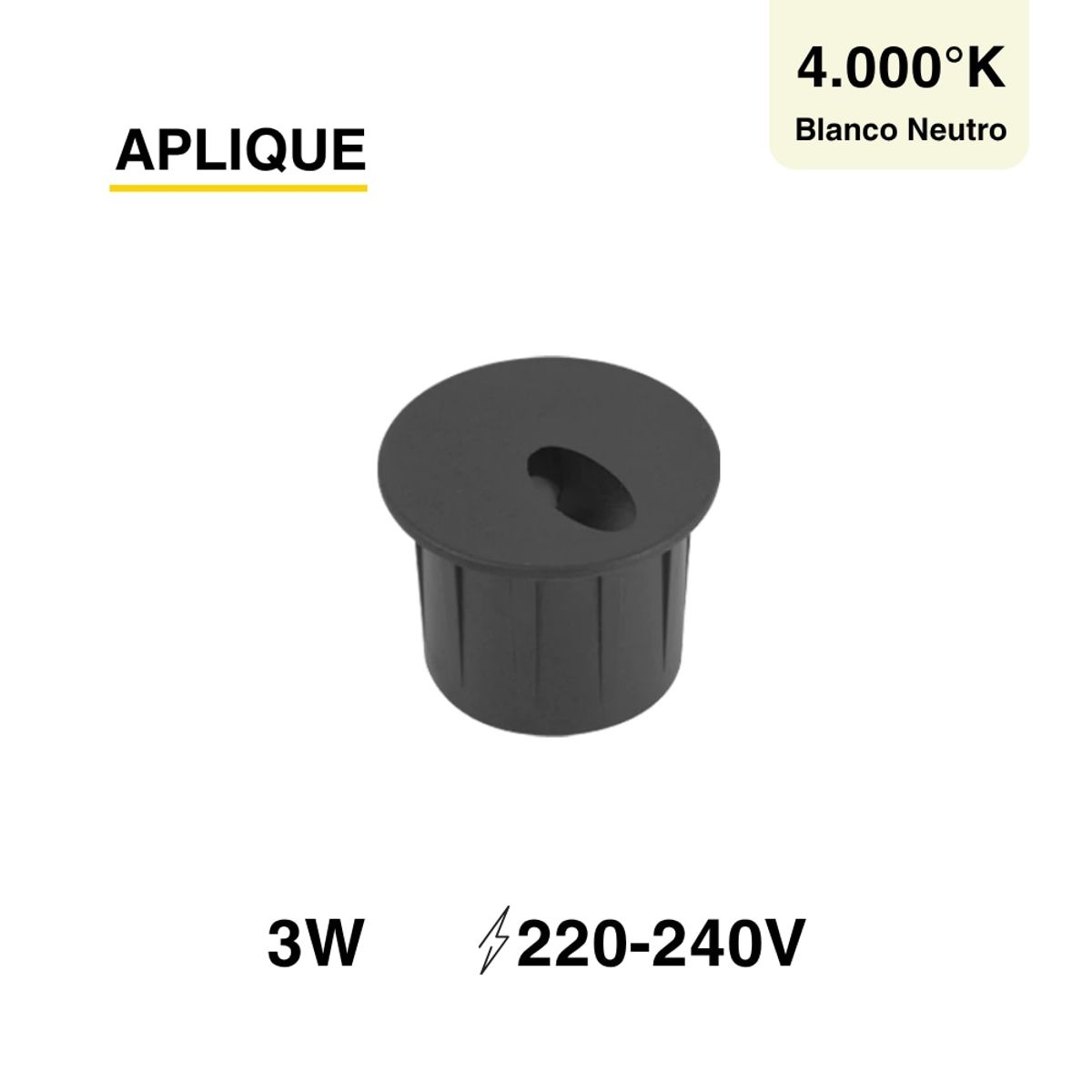 DEMASLED - Aplique de muro exterior LED 3W Blanco Neutro 4000K Negro