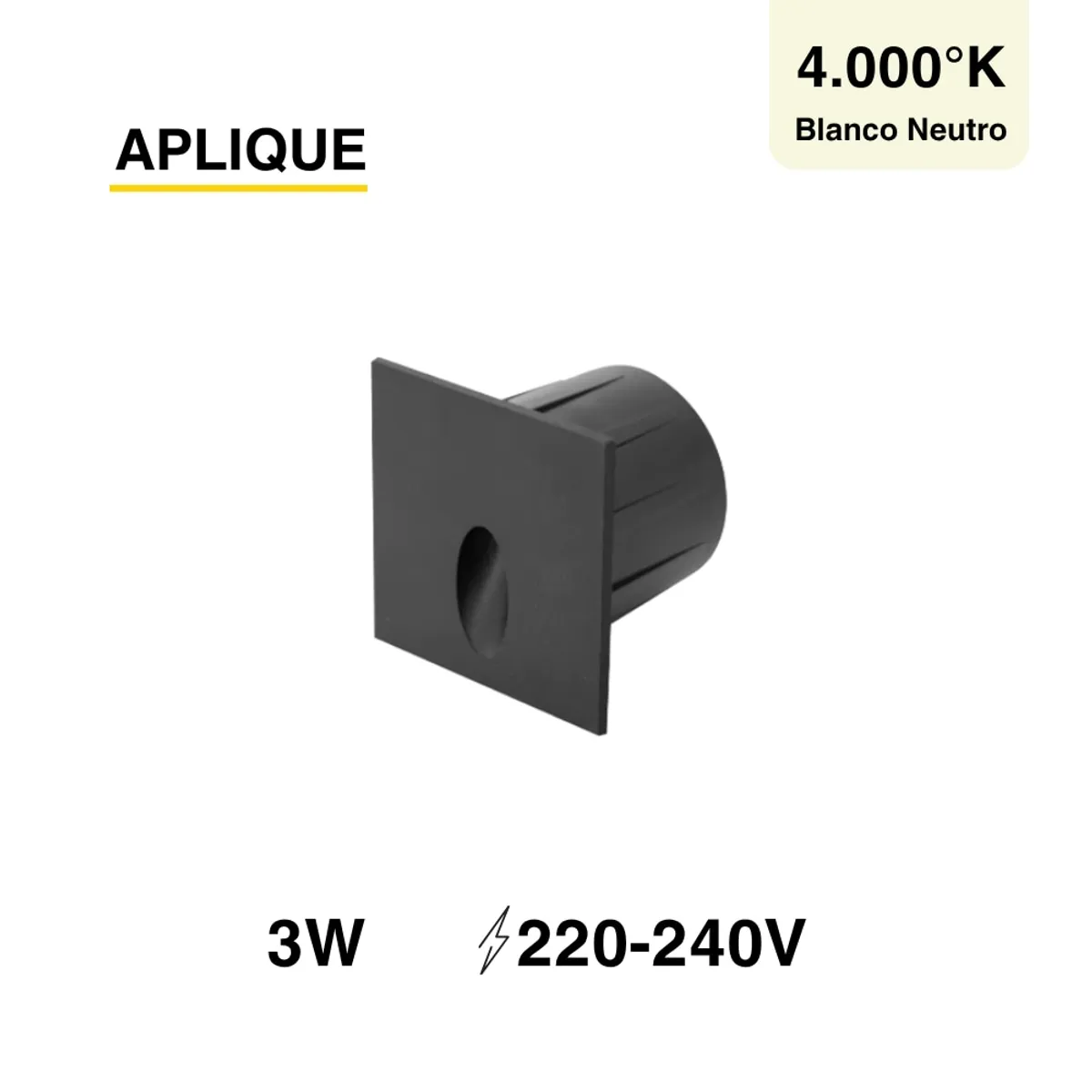 DEMASLED - Aplique de Muro exterior LED 3W Blanco Neutro 4000K Negro