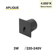 DEMASLED - Aplique de Muro exterior LED 3W Blanco Neutro 4000K Negro