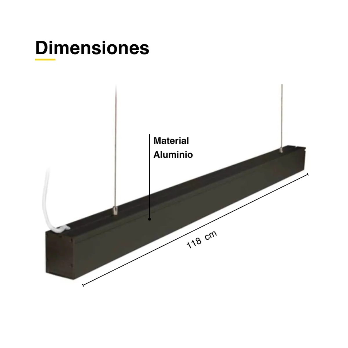 Luminaria lineal LED 40W Negro Blanco Neutro 3600lm 85-265Vac, marca DEMASLED - Foto 2