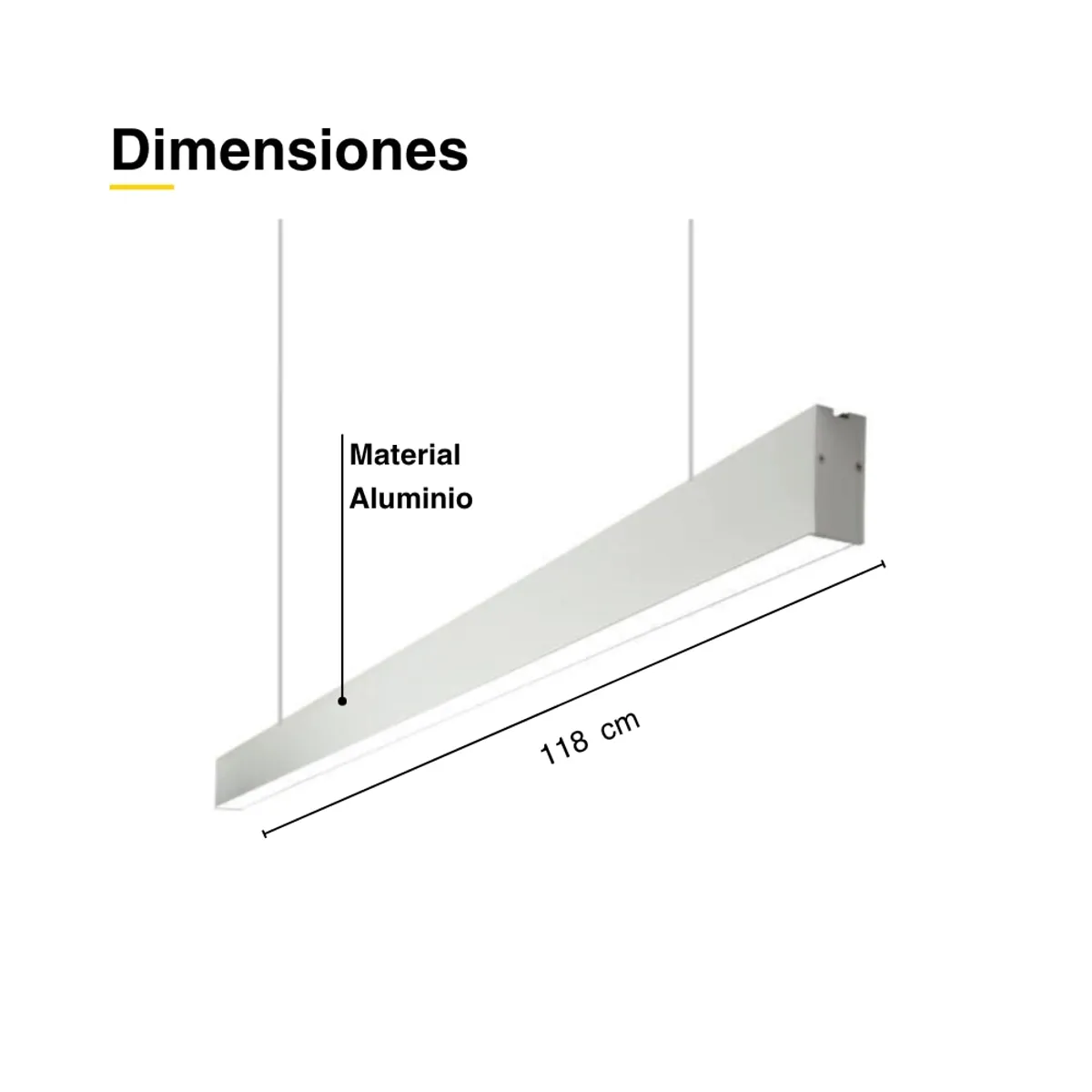 DEMASLED - Luminaria lineal LED 32W Cromado Blanco Neutro 2560lm 100-240V