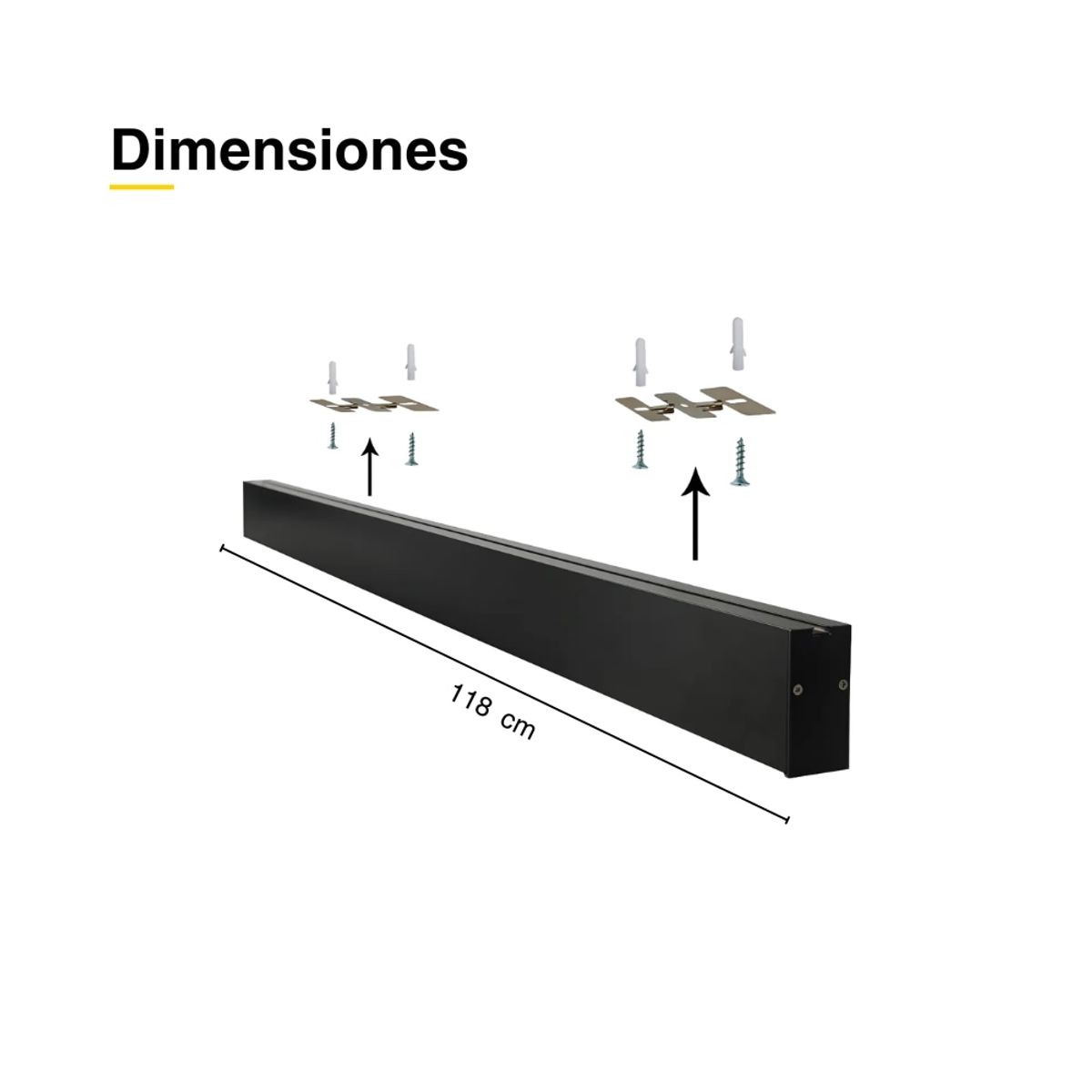 Luminaria lineal LED 32W Negro Blanco Neutro 2560lm 100-240V, marca DEMASLED - Foto 2