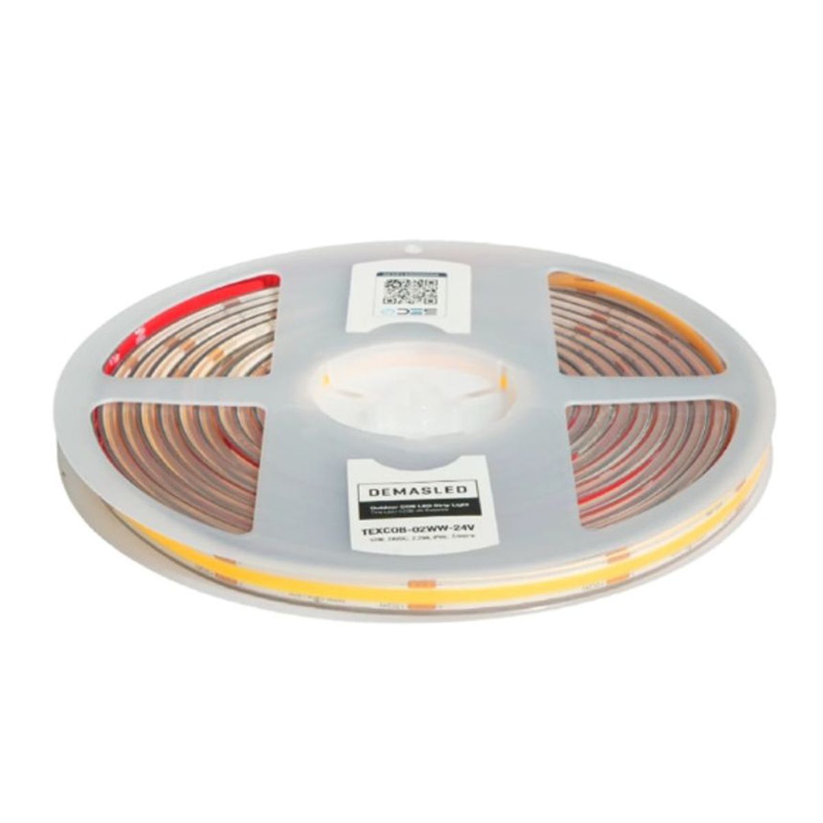 DEMASLED - Tira LED COB 24V 11Wm Blanco Cálido 1100lmm 480 LEDsm 8mm IP68 5m
