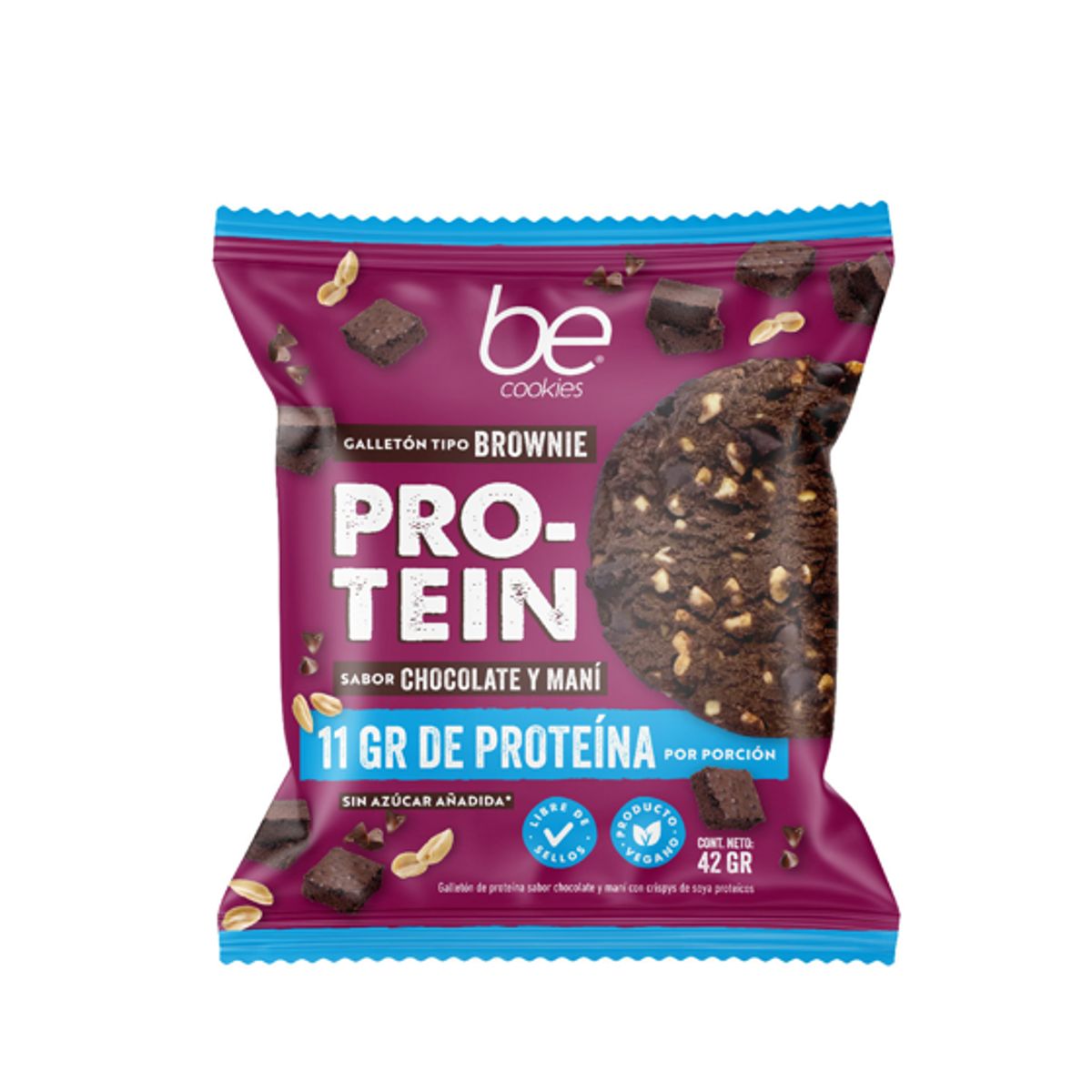 BECOOKIES - Display 10 unid Galleton Proteina Chocolate Mani 42 grs