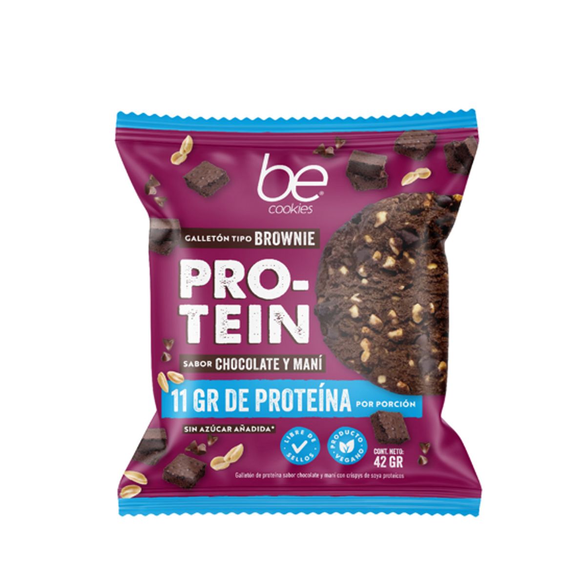 BECOOKIES - Display 10 unid Galleton Proteina Chocolate Mani 42 grs