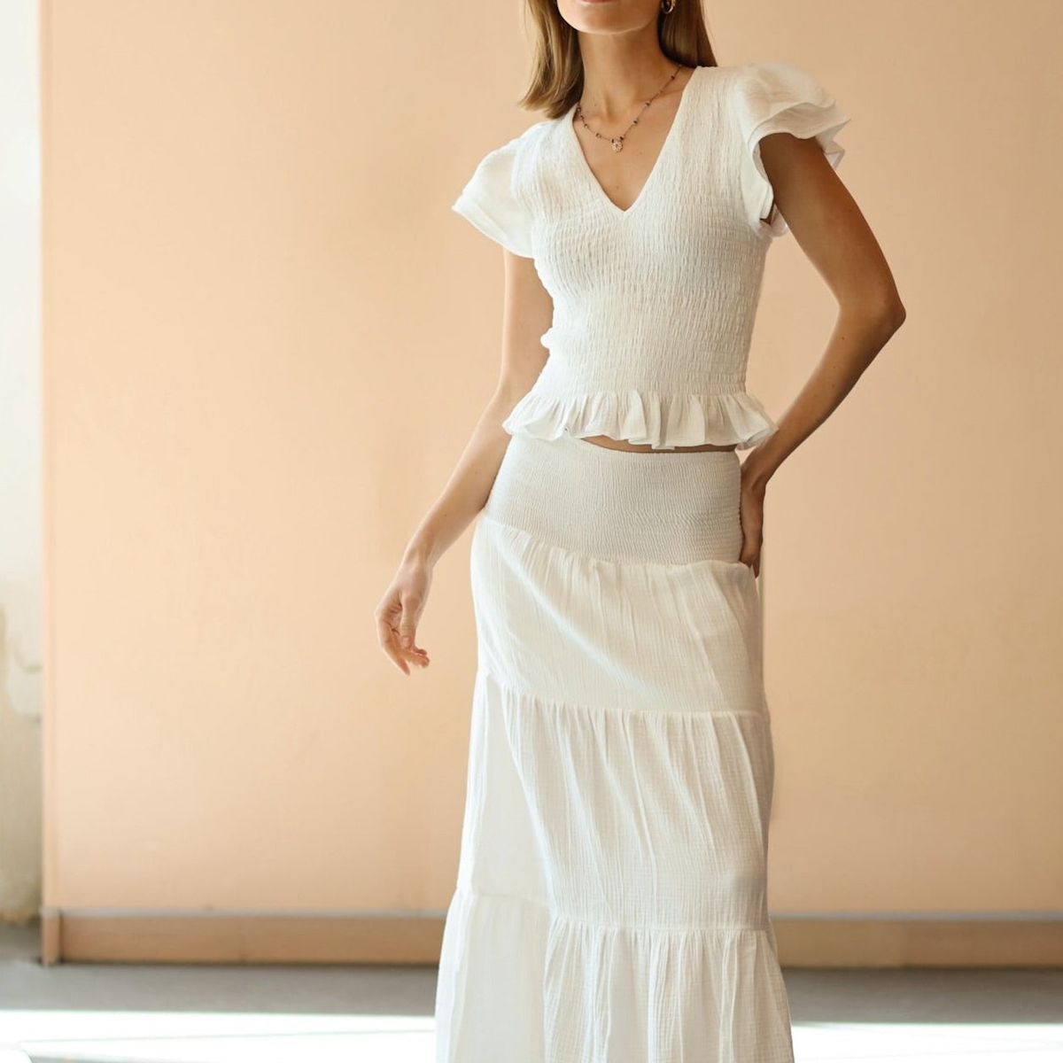 CALEDONIA LABEL - FALDA CARIBANA - BLANCA