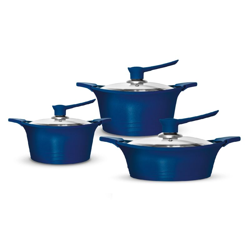 BOHLIER - Batería de Cocina 6 Piezas Antiadherente Azul Bohlier