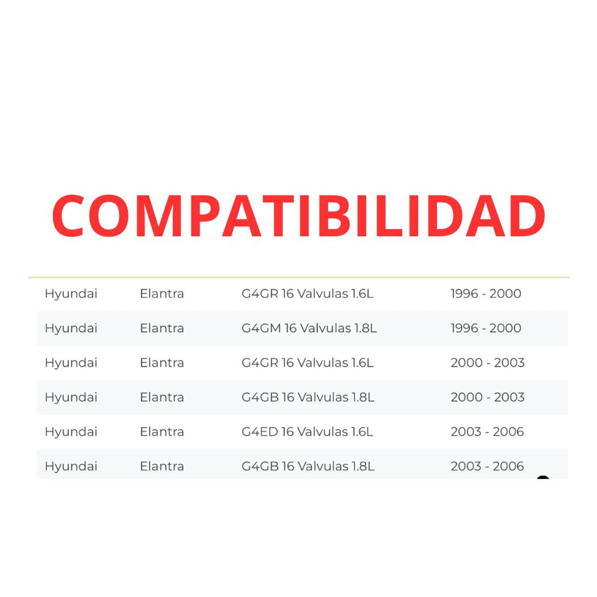 GENERICO - Set 4 Bujia Compatible Con Hyundai Elantra 16/18v 1996-2006