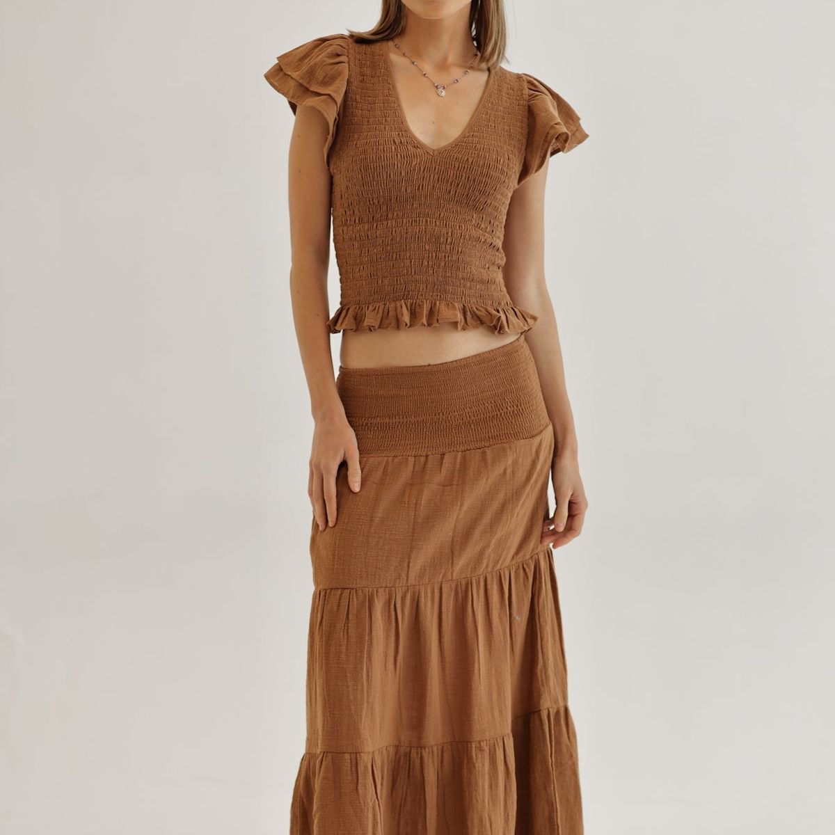 CALEDONIA LABEL - FALDA CARIBANA - CAFÉ