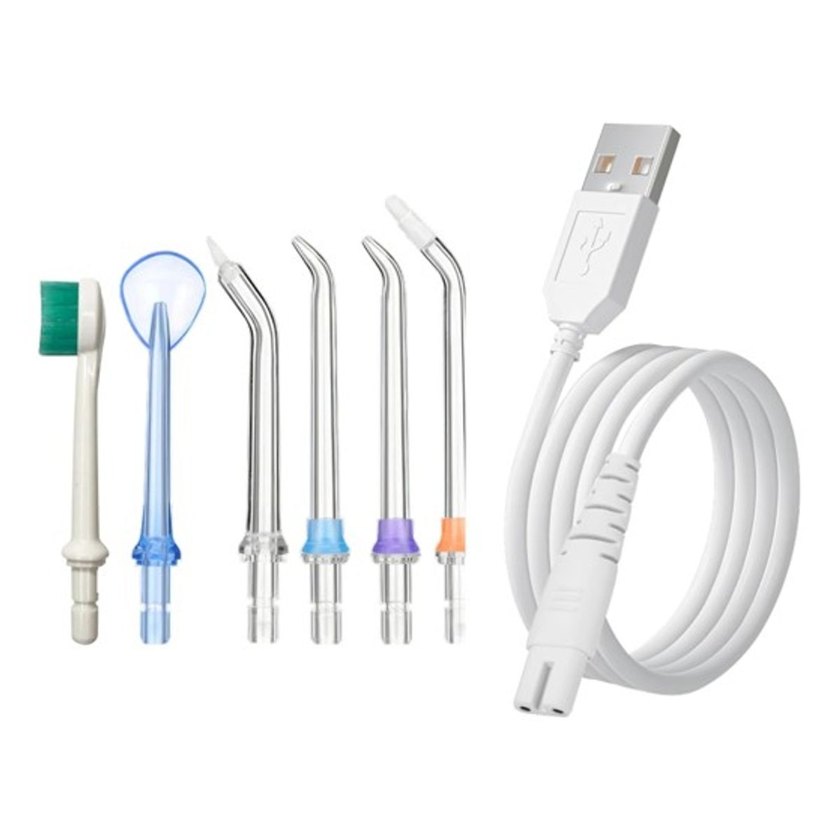 EMETRES - Boquillas Repuesto Para Irrigador Dental + Cable H2ofloss Smilu Portátil Color Transparente