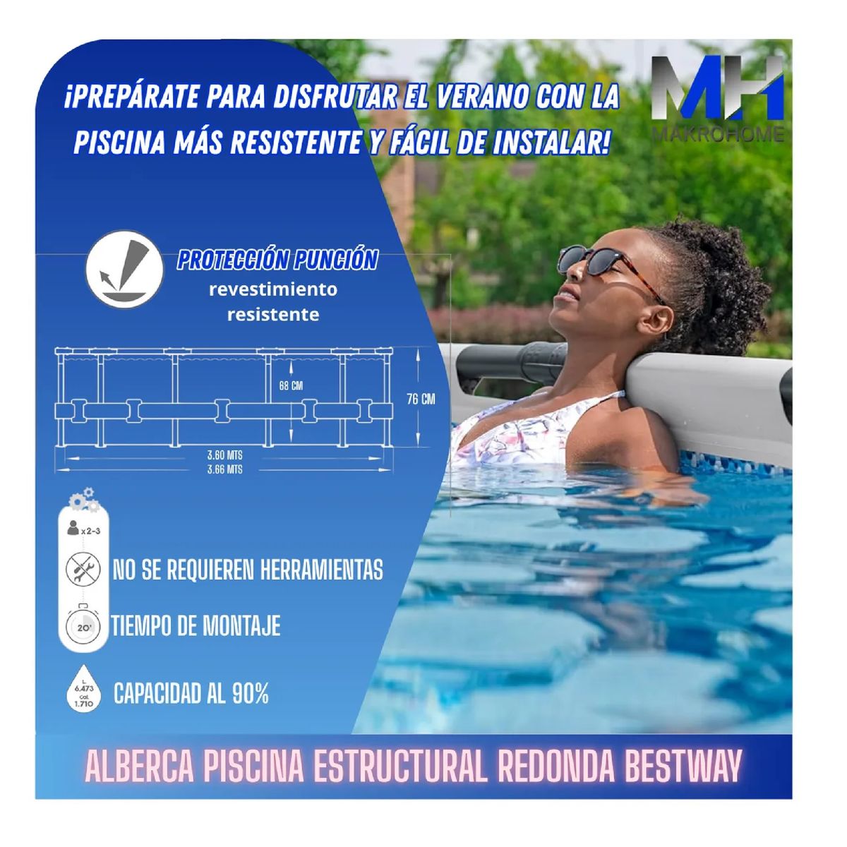 BESTWAY - Alberca Piscina Estructural Redonda Bestway 56416