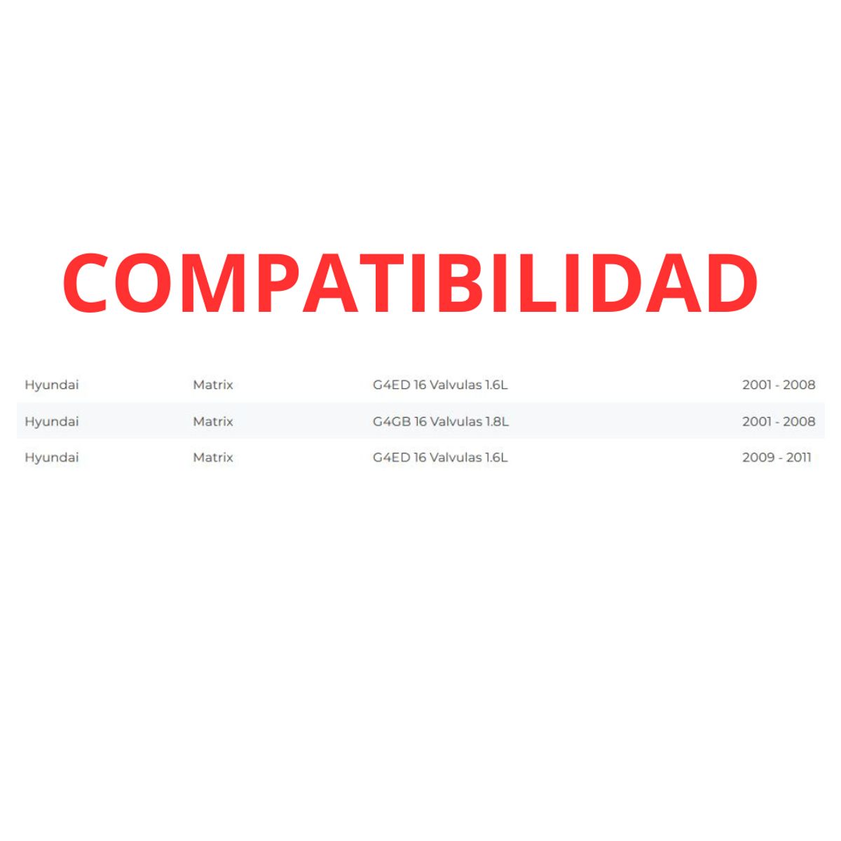 GENERICO - Set 4 Bujia Compatible Con Hyundai Matrix 16v 1.6l 2001-2011