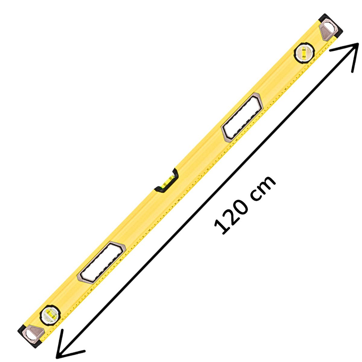GENERICO - Nivel de Mano 120cm Iman 3 Burbujas Magnetico de Alta Calidad y Profesional