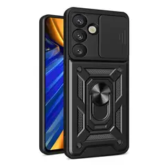 GENERICO - Carcasa Reforzada Con Cubre Cámara Para Samsung Galaxy S25 - Negro