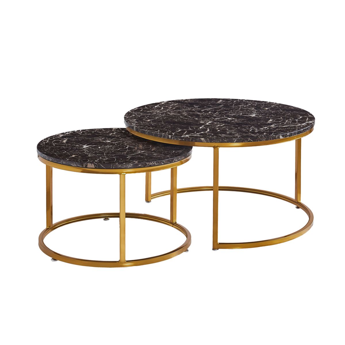 HOME MOBILI - Juego Mesa de Centro Horus Negro Mármol