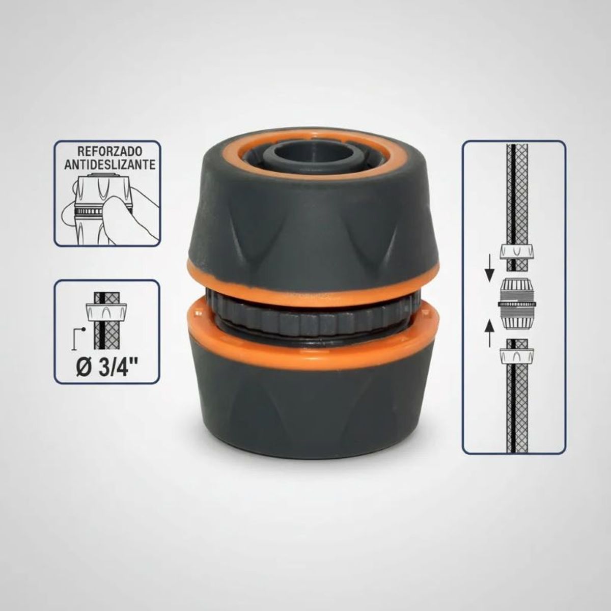 METALFER - Reparador Unión De Manguera 3 /4 Premium