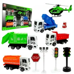 GENERICO - Set Juguete Camiones De Servicio Y Helicóptero Camiones