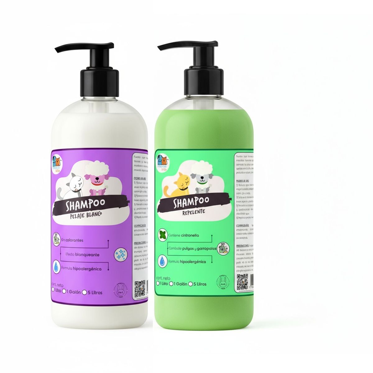 MASCOKITS - Pack Shampoo Perro Repelente Anti Pulgas - Pelaje Blanco 1lt