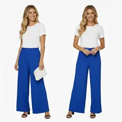 HERIEL - Pantalón Palazzo Tela Liviana Tiro Alto Elásticado