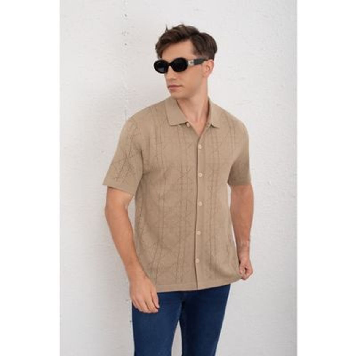 LIKE SHOP - Camisa Hombre Hilo Algodon Verano Calidad Premium Diseño 7222