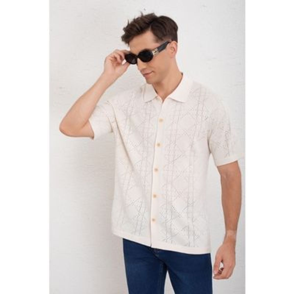 LIKE SHOP - Camisa Hombre Hilo Algodon Verano Calidad Premium Diseño 7222