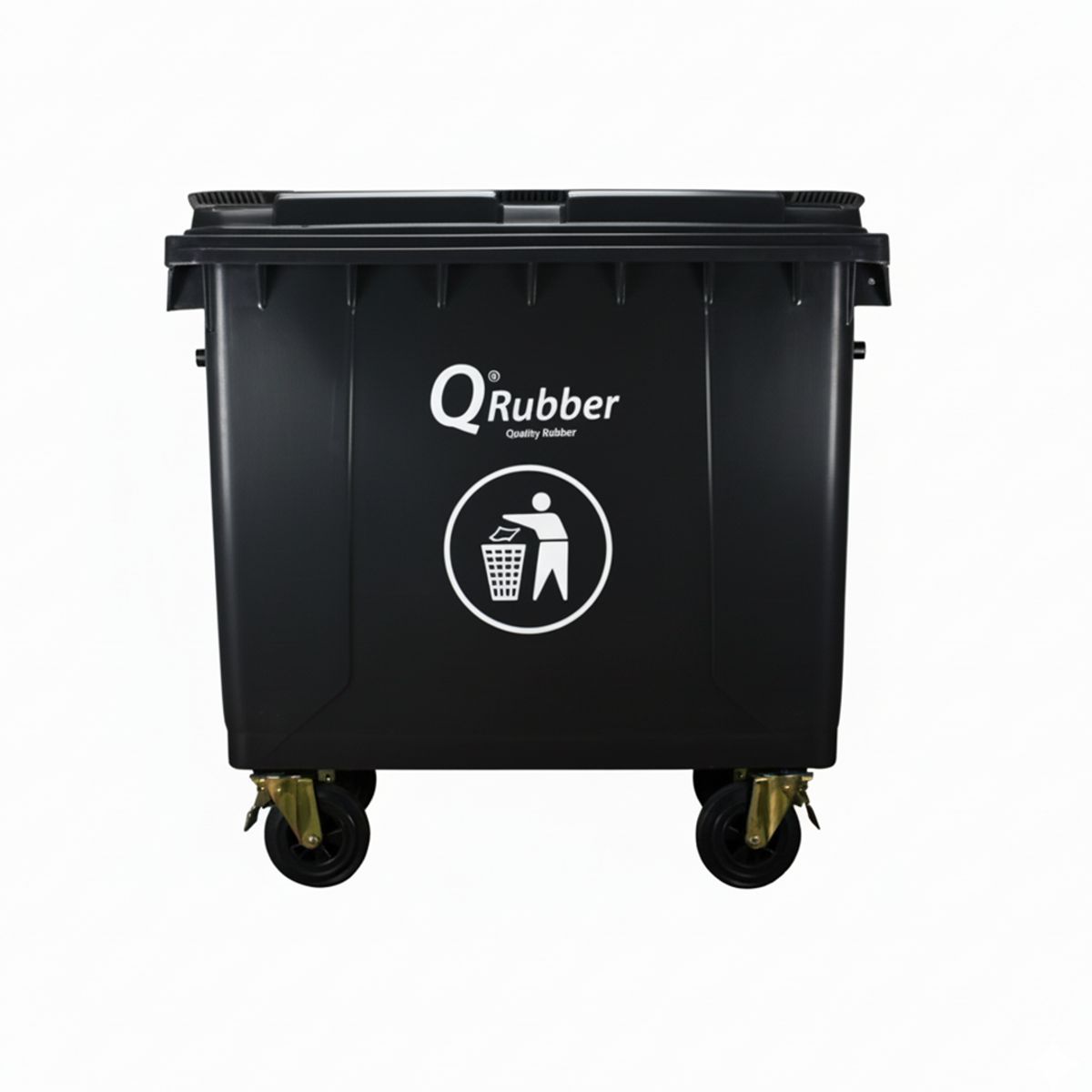 QRUBBER - Basurero Contenedor Basura 660 lts negro QRubber