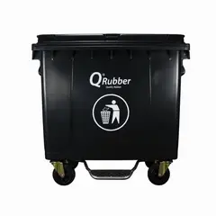 QRUBBER - Contenedor de Basura 660 lts negro con pedal