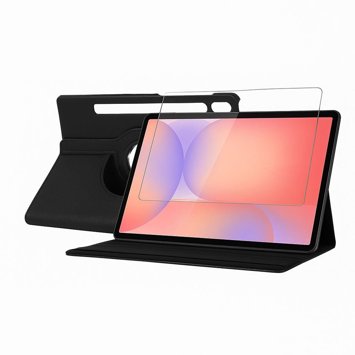 GENERICO - Carcasa Funda Giratoria Para Tablet Samsung S9 Fe 10.9 Negro + Vidrio
