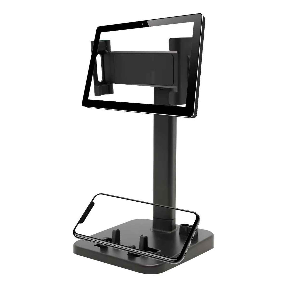 GENERICO - Base Soporte Porta Celular Tablet Ajustable Mesa Escritorio Negro