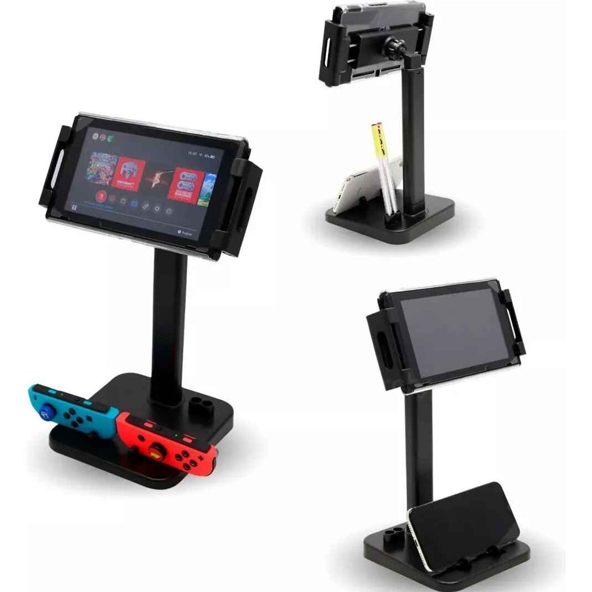 GENERICO - Base Soporte Porta Celular Tablet Ajustable Mesa Escritorio Negro