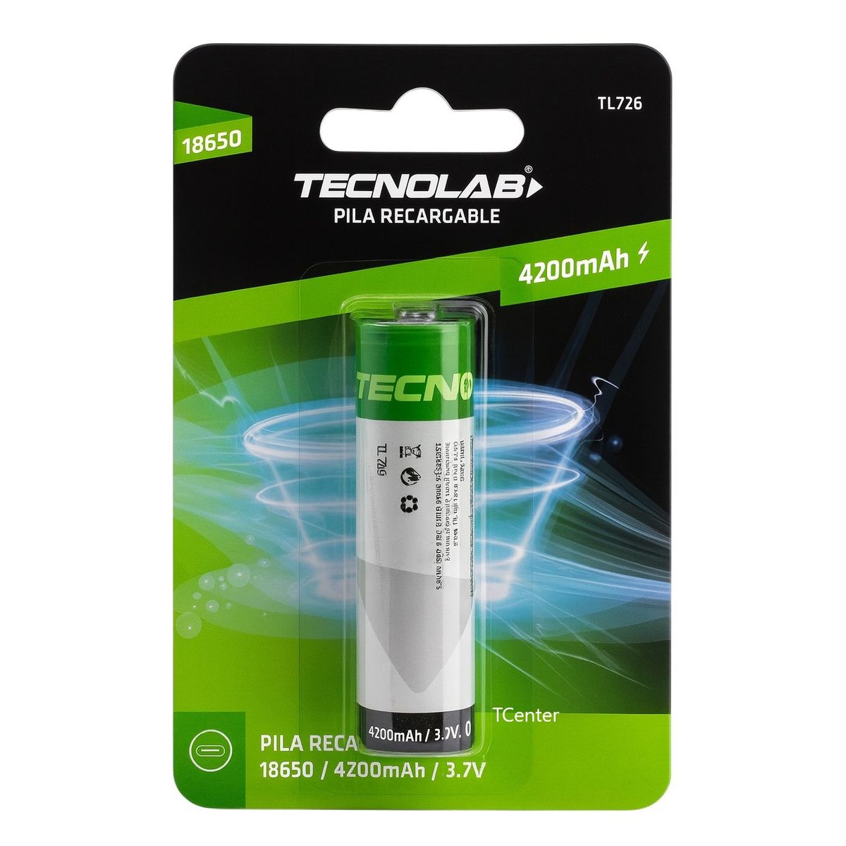 TECNOLAB - Batería Recargable 18650 3.7v Litio-ion Tecnolab 4200mha