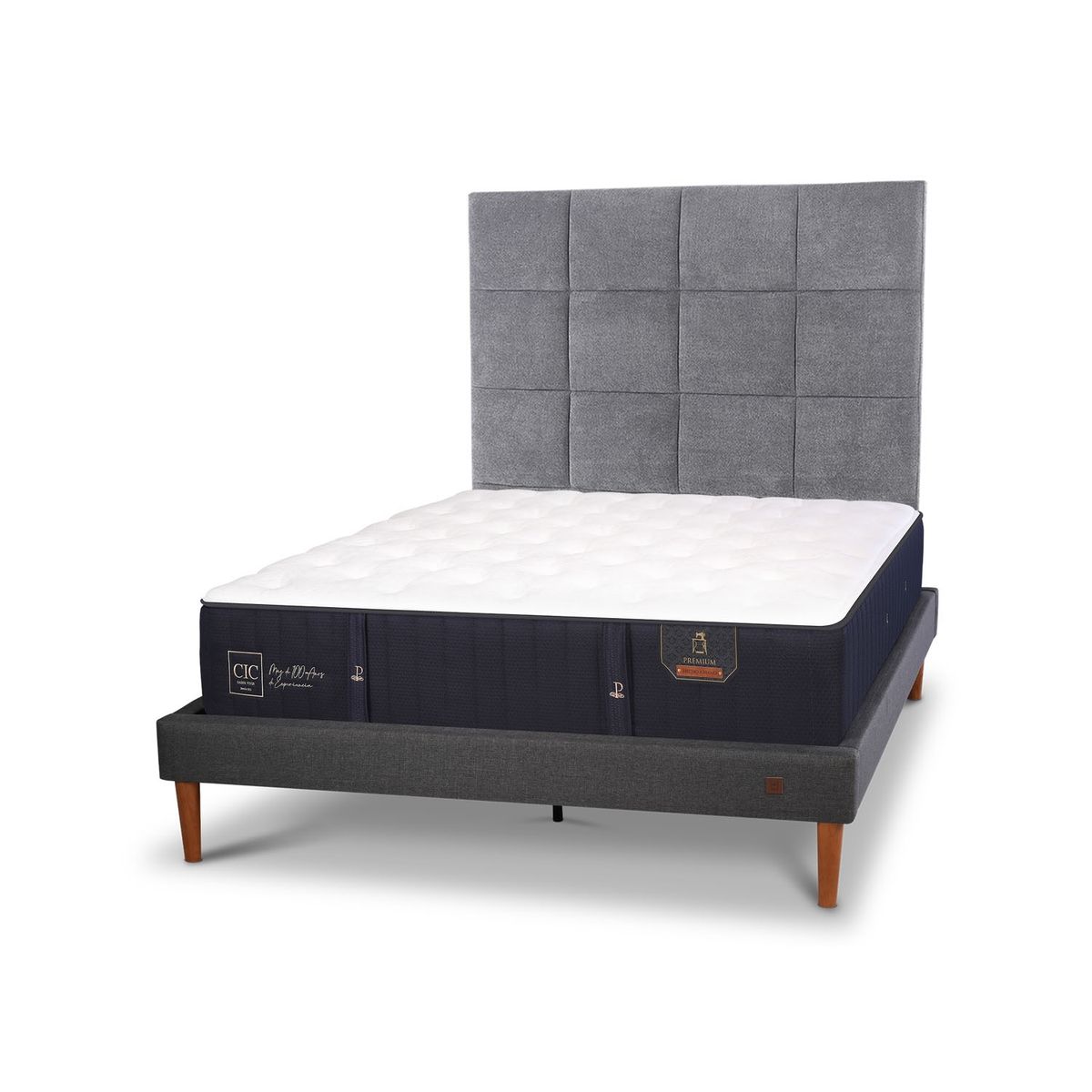 CIC - Cama Europea Curve Premium 2 Plazas 150X220Cm + Respaldo Tamesis Cic