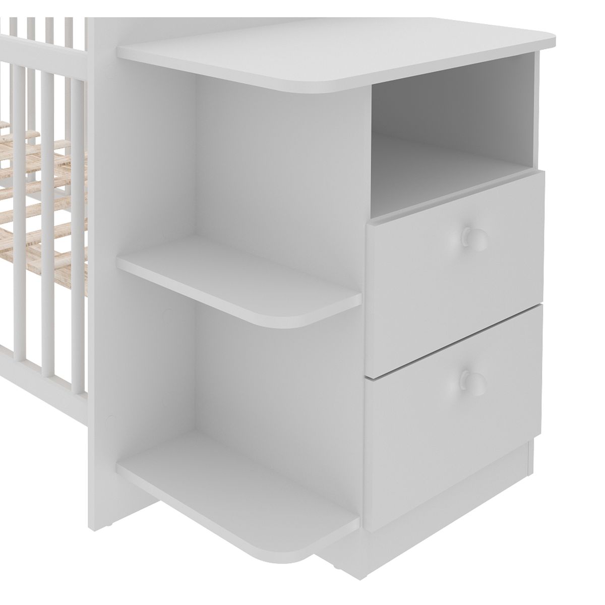 TECNOMOBILI - Cuna blanca 2 cajones y repisas 169x80,4x68 cm sin colchón