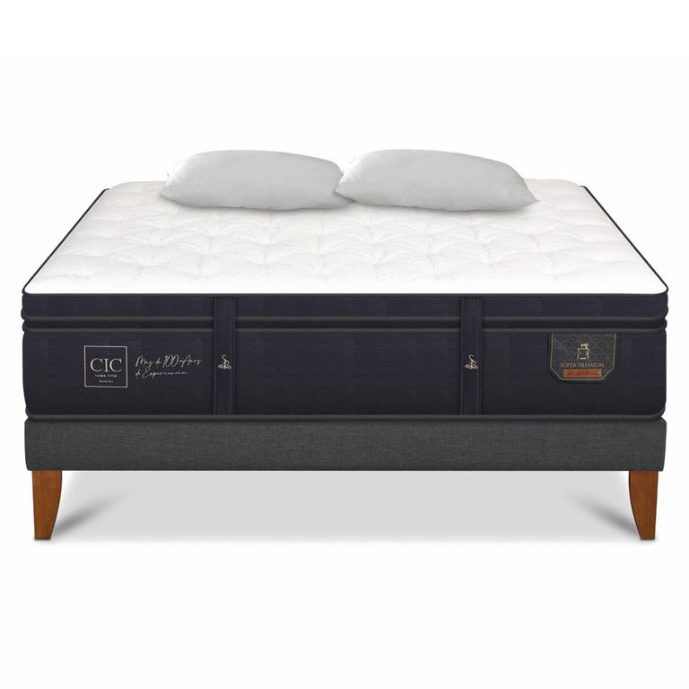 CIC Cama Europea Box Super Premium King + Almohadas