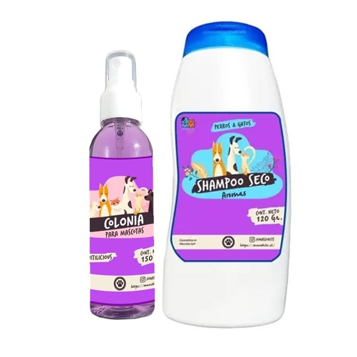 MASCOKITS - Kit Para Gato Shampoo Seco  Colonia Frambuesa-Fruitilicious.