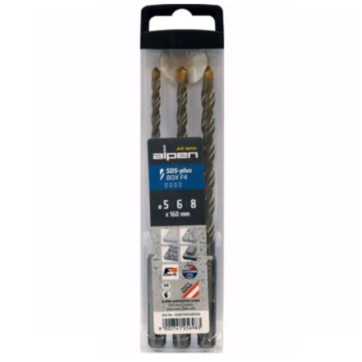 ALPEN - Set 3 Brocas Concreto SDS Plus 5 , 6 , 8 mm x 160 mm F4